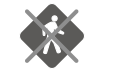 white pedestrian icon on a dark gray diamond and a light gray X covering the circle