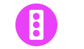 white traffic light icon on a bright pink circle