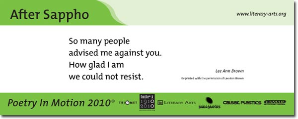 The poem as it appears on transit vehicles