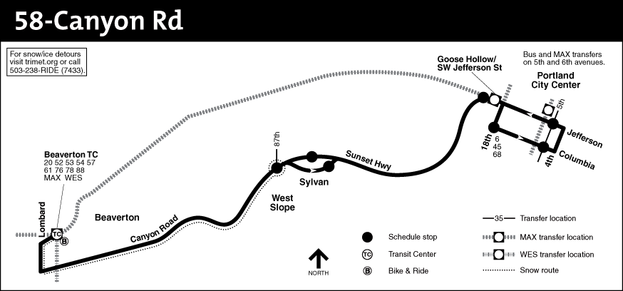 Bus Line 58 Route Map