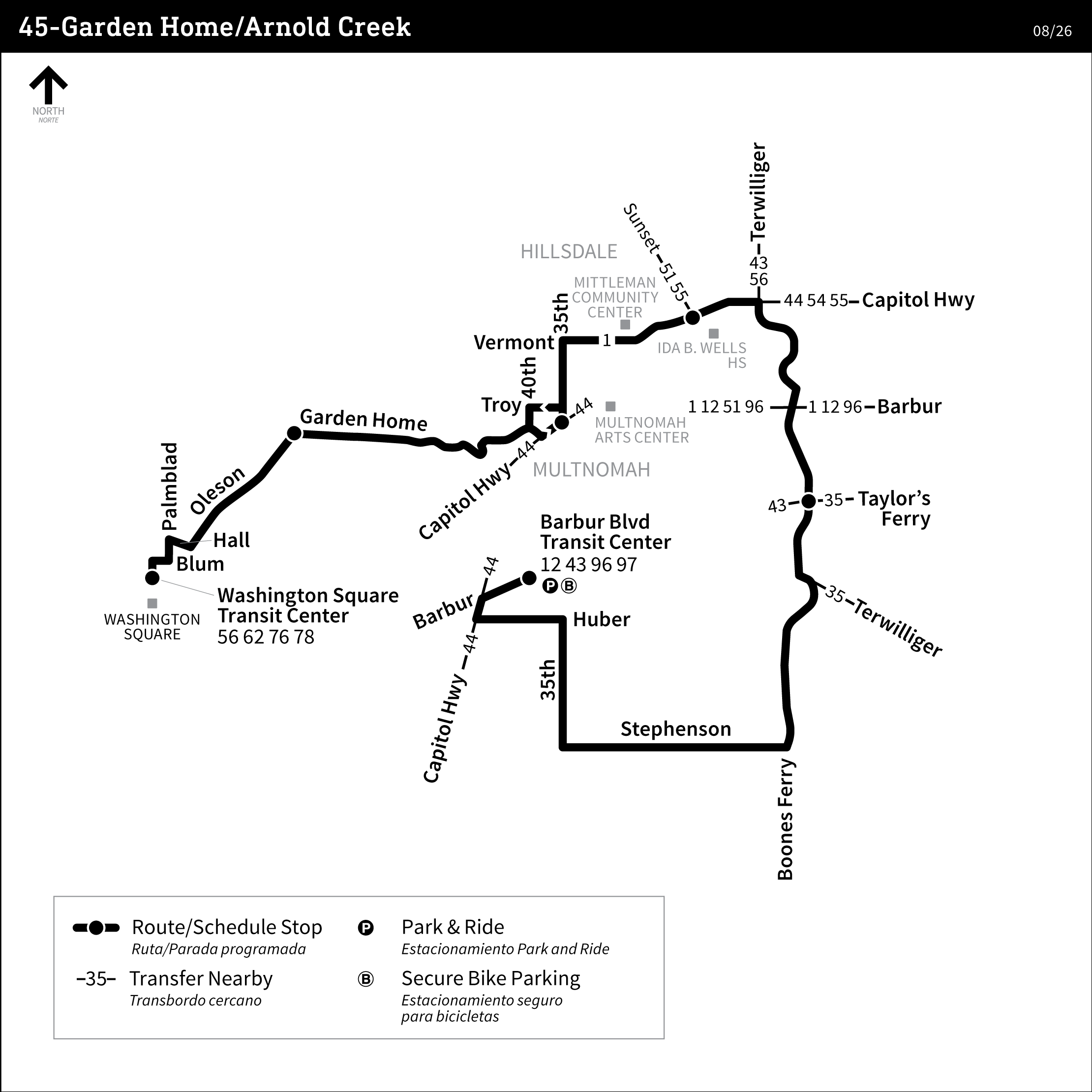 Bus Line 45 route map