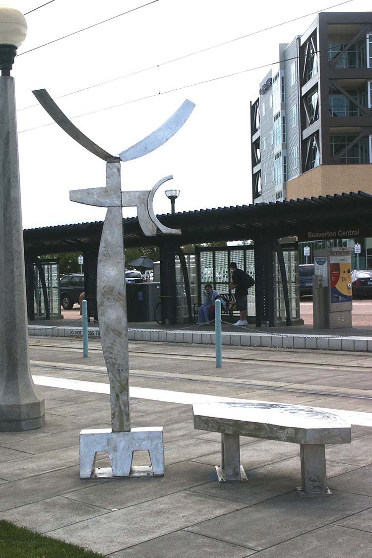 'Icarus at Kittyhawk' is a tall, skinny metal sculpture