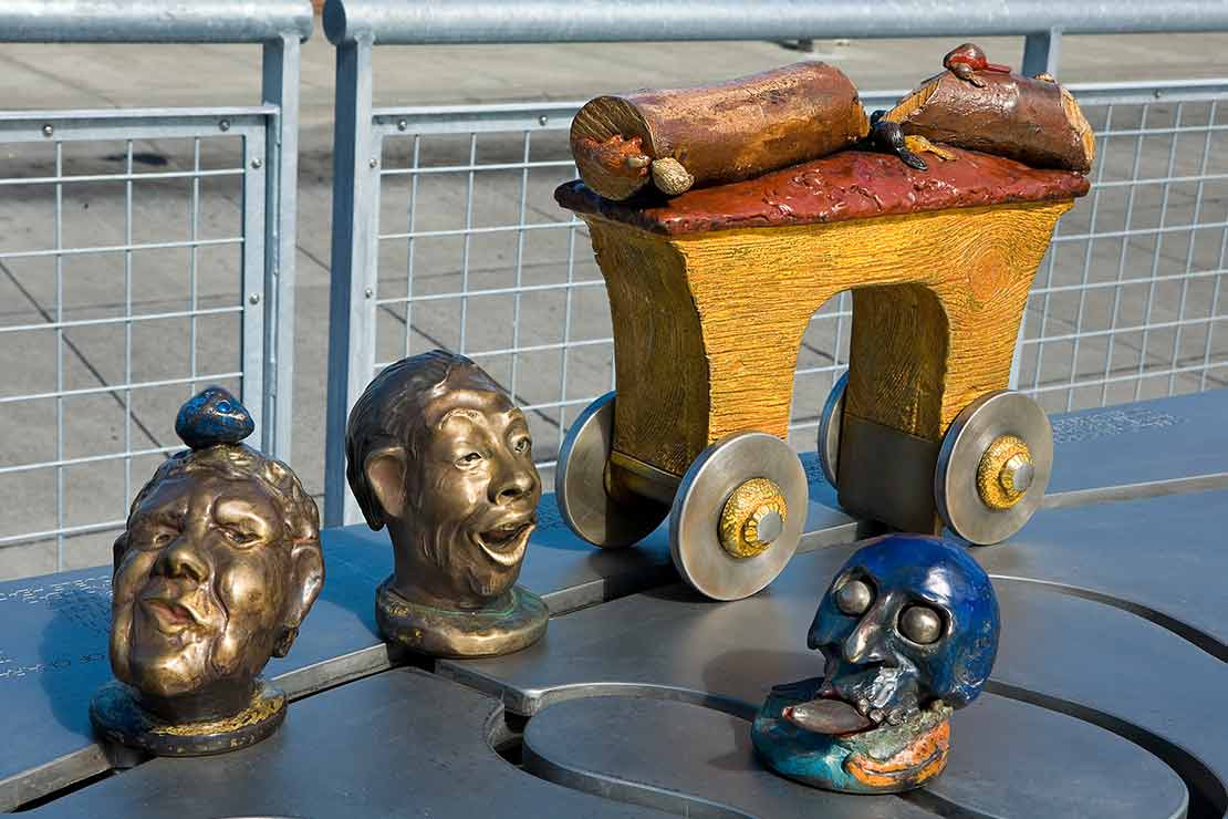 The Beaverton Interactivator detail - 3 masks and a wahgon