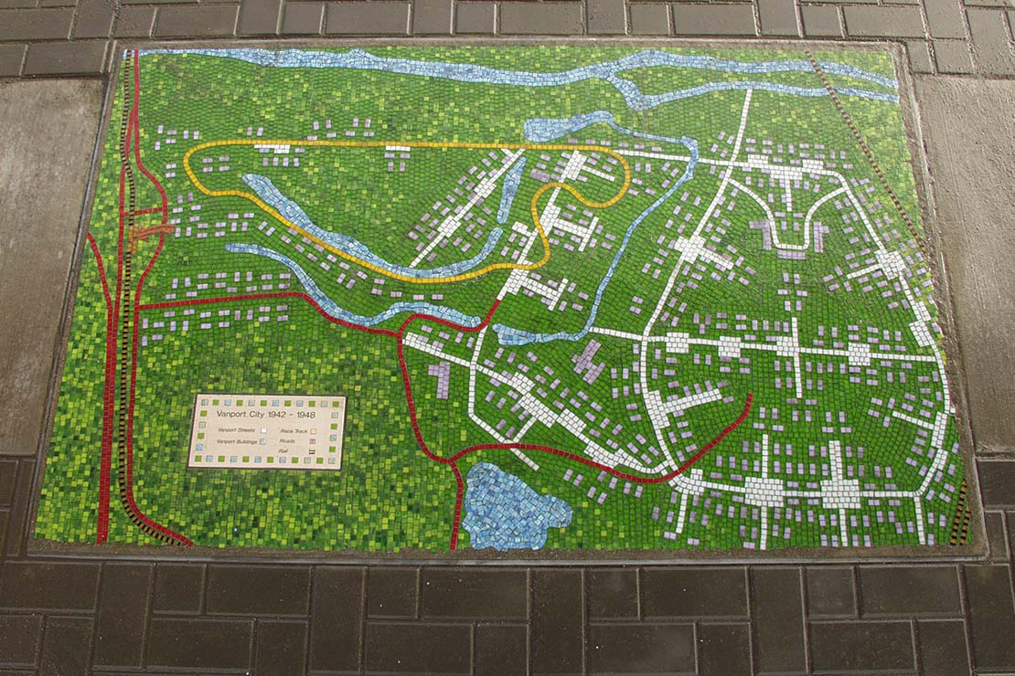 Community map - city of Vanport map made with colorful mosaic tile