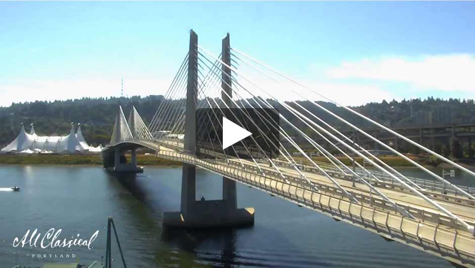 Tilikum Crossing bridge live video provided by All Classical Radio KQAC